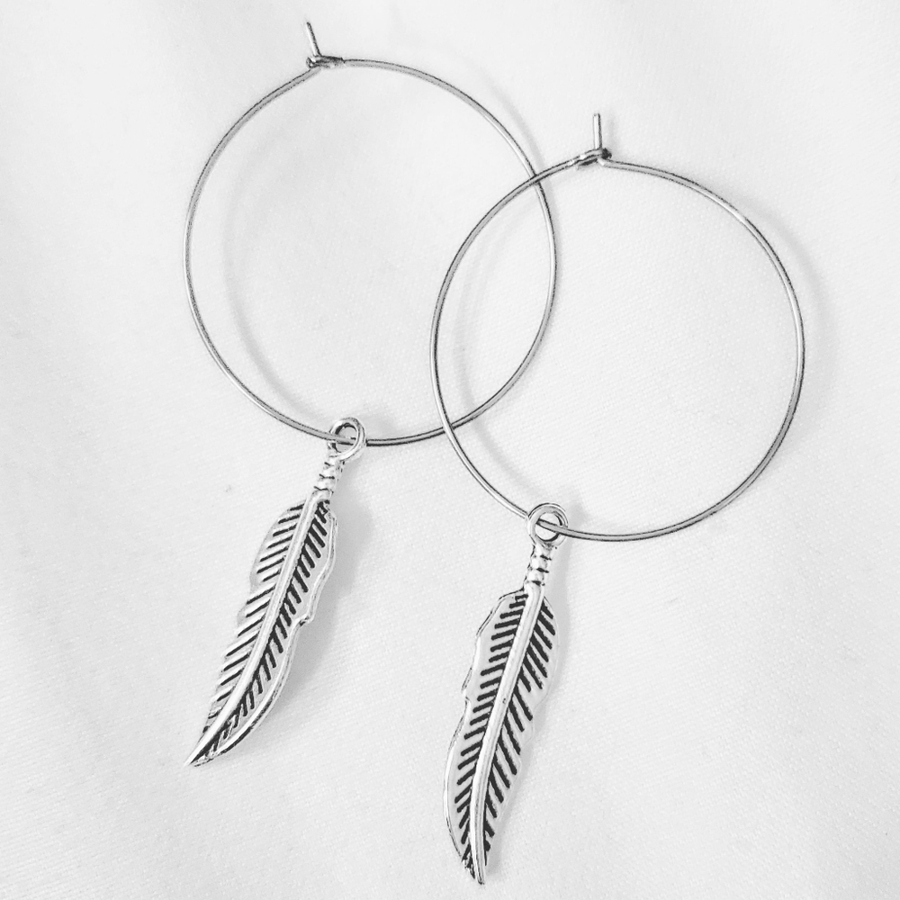 Dainty Silver Feather Earrings
